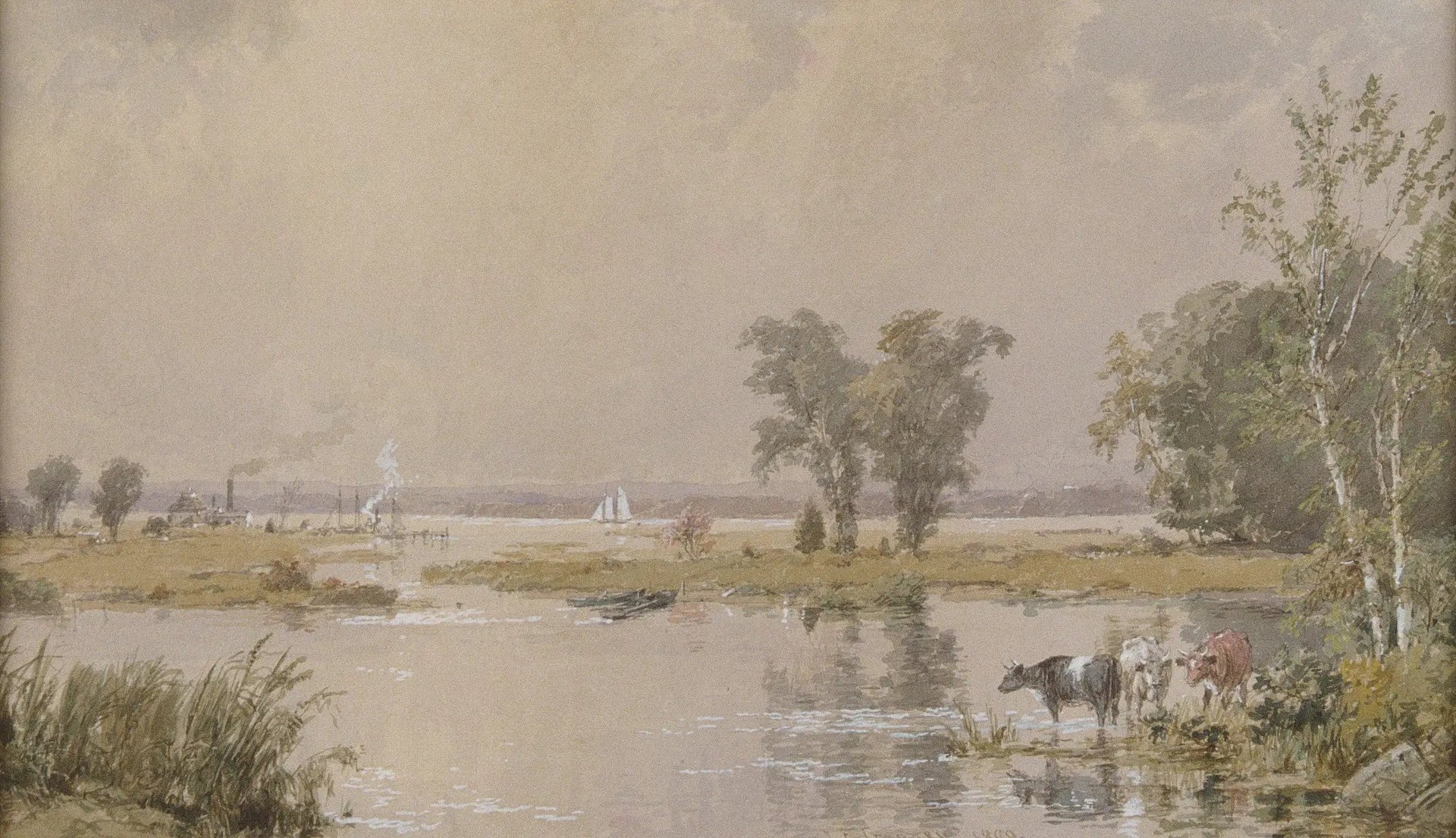 Prairies de Hackensack - Jasper Francis Cropsey image 1 copie peinte à la main à l’huile