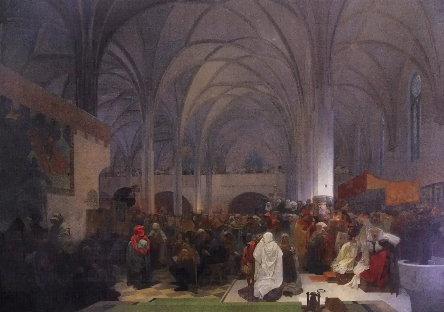 Prédication de Maître Jan Hus - Alphonse Mucha image 1 tableau peint à l’huile sur toile