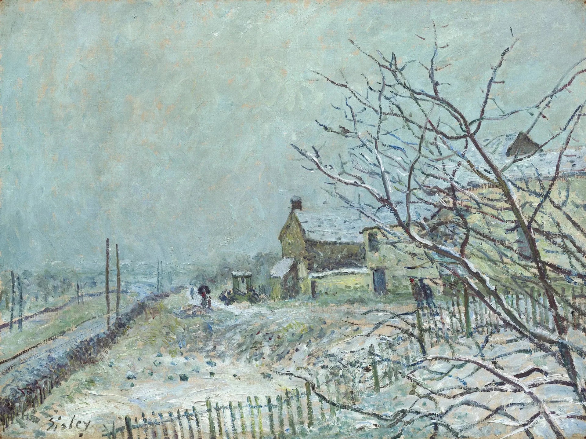 Première neige à Veneux-Nadon - Alfred Sisley image 1 reproduction artisanale de tableau