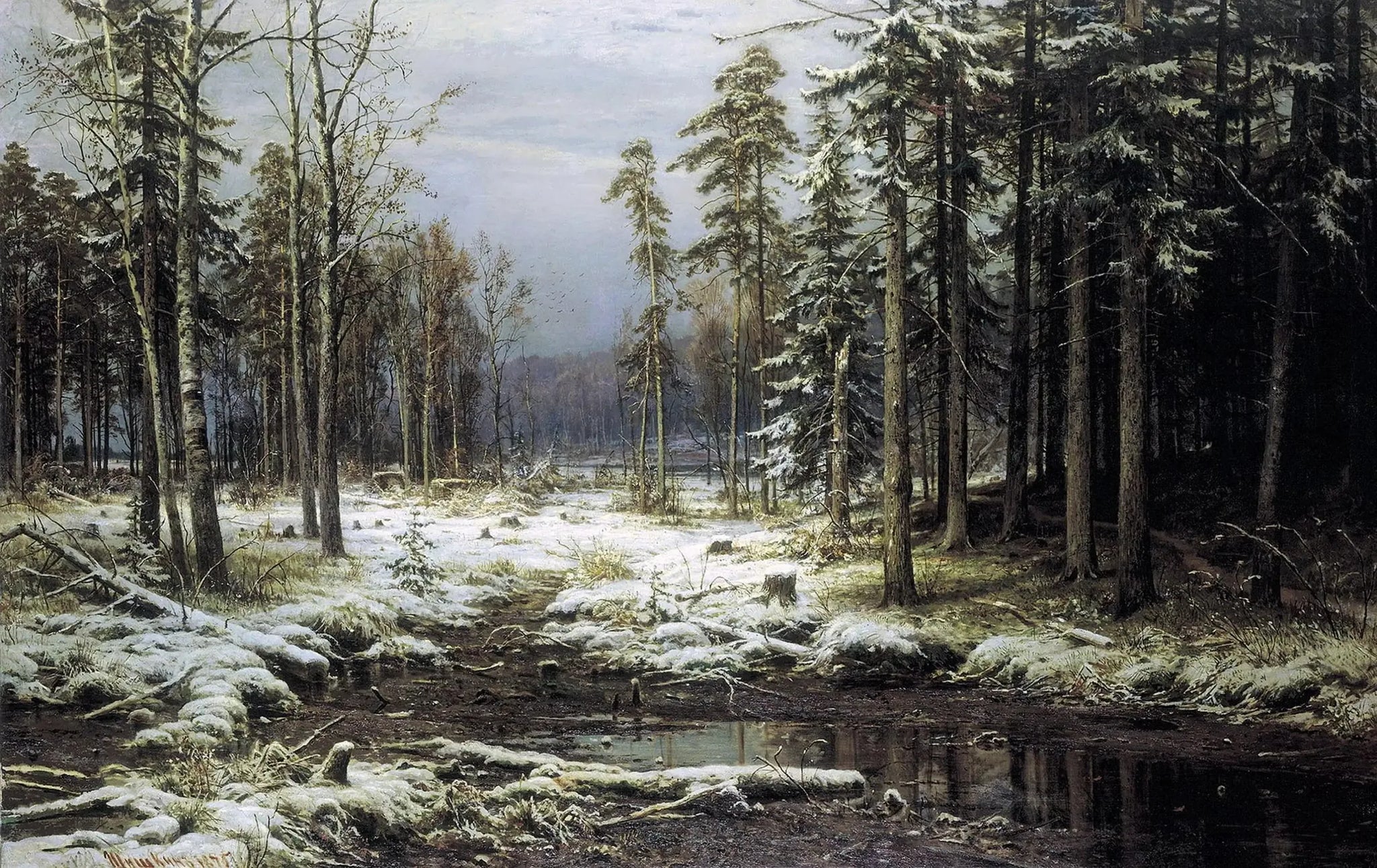 Première neige - Ivan Chichkine image 1 copie de tableau peinte à la main