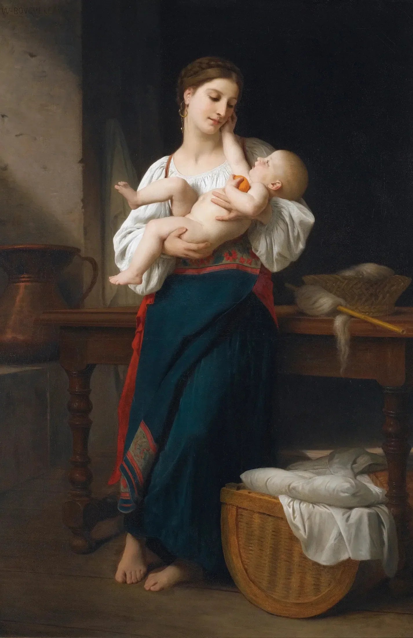 Premières caresses - Bouguereau image 1 tableau peint à l’huile sur toile