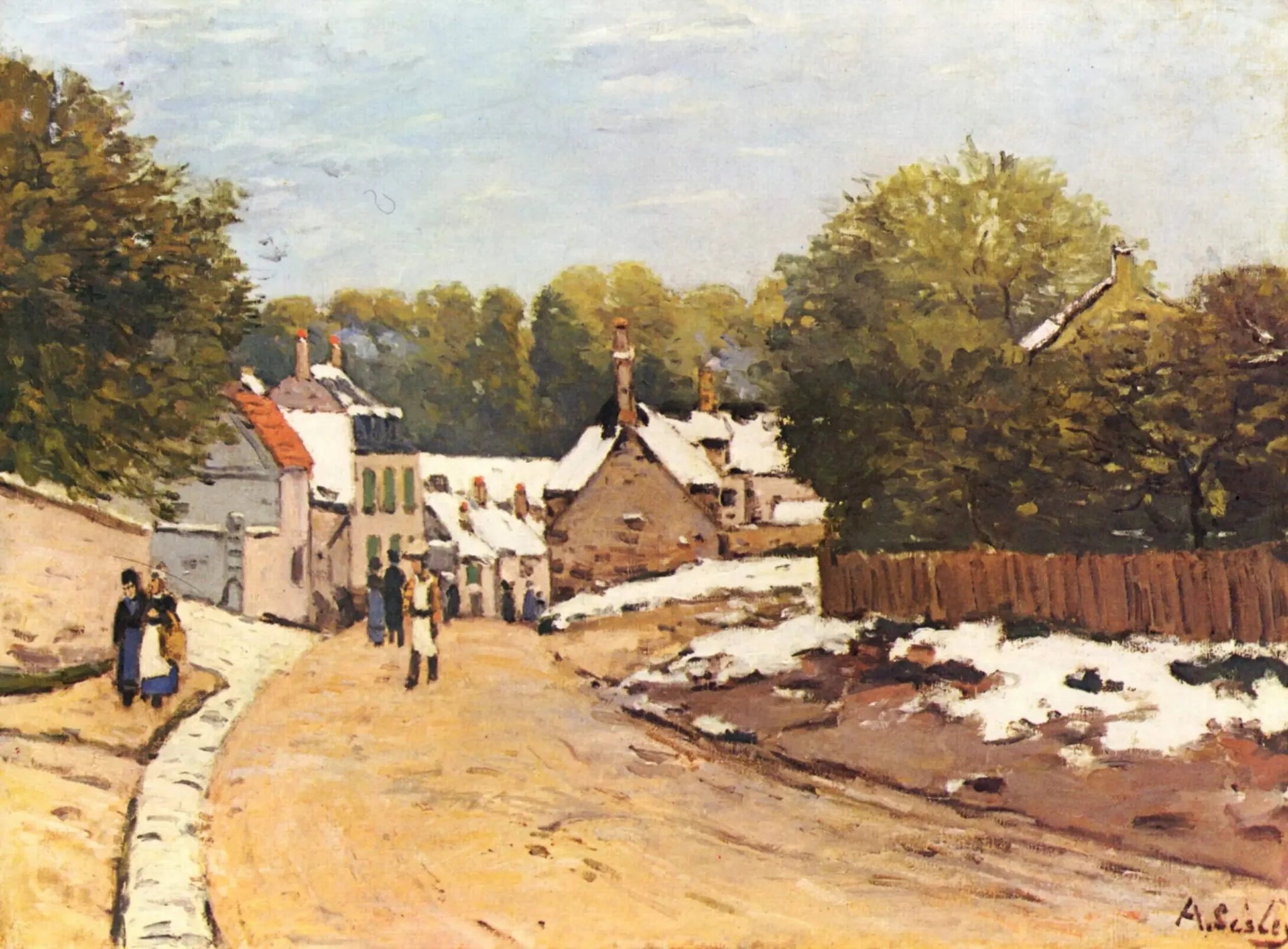 Premières Neiges à Louveciennes - Alfred Sisley image 1 reproduction de peinture à l’huile