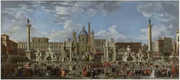 Préparatifs pour célébrer la naissance du Dauphin de France sur la Piazza Navona - Giovanni Paolo Panini