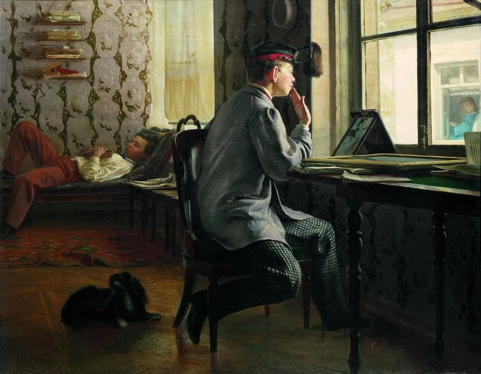 Préparation à l'examen - Ilya Repin image 1 copie peinte à la main à l’huile