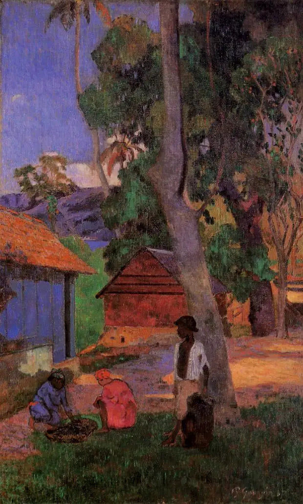 Près des cases, ou Autour des huttes - Paul Gauguin image 1 reproduction réalisée par Alpha Reproduction