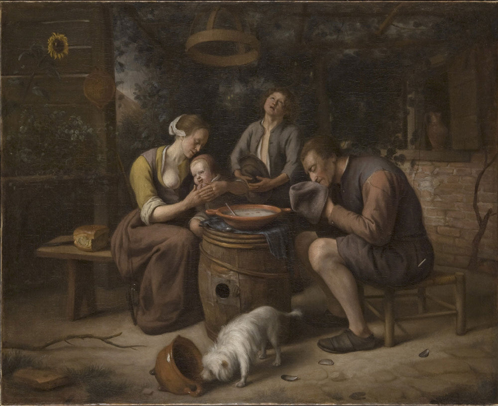 Prière avant le repas - Jan Steen image 1 copie de tableau peinte à la main