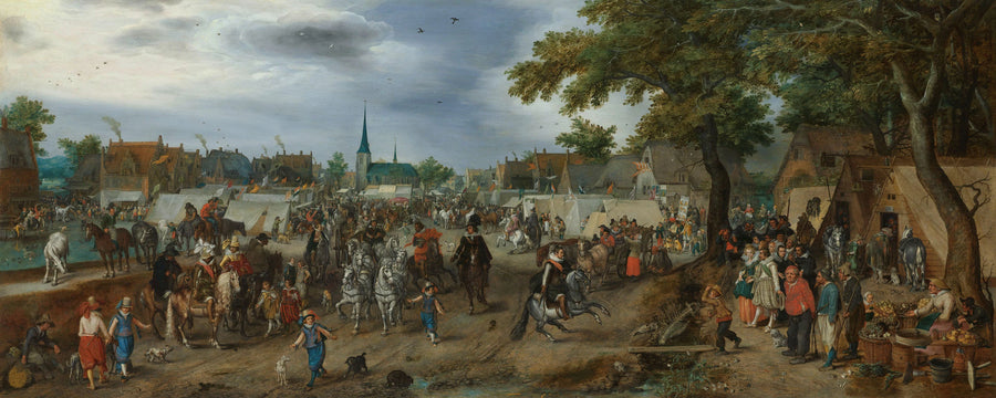 Le prince Maurits et Frederik Hendrik au marché aux chevaux de Valkenburg - Adriaen Pietersz van de Venne