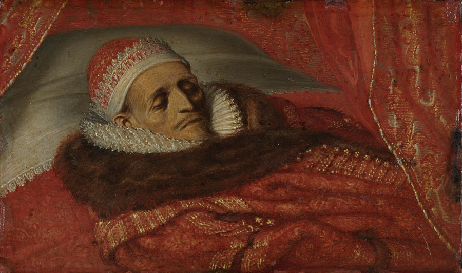 Le prince Maurits, stathouder, sur son lit majestueux - Adriaen Pietersz van de Venne
