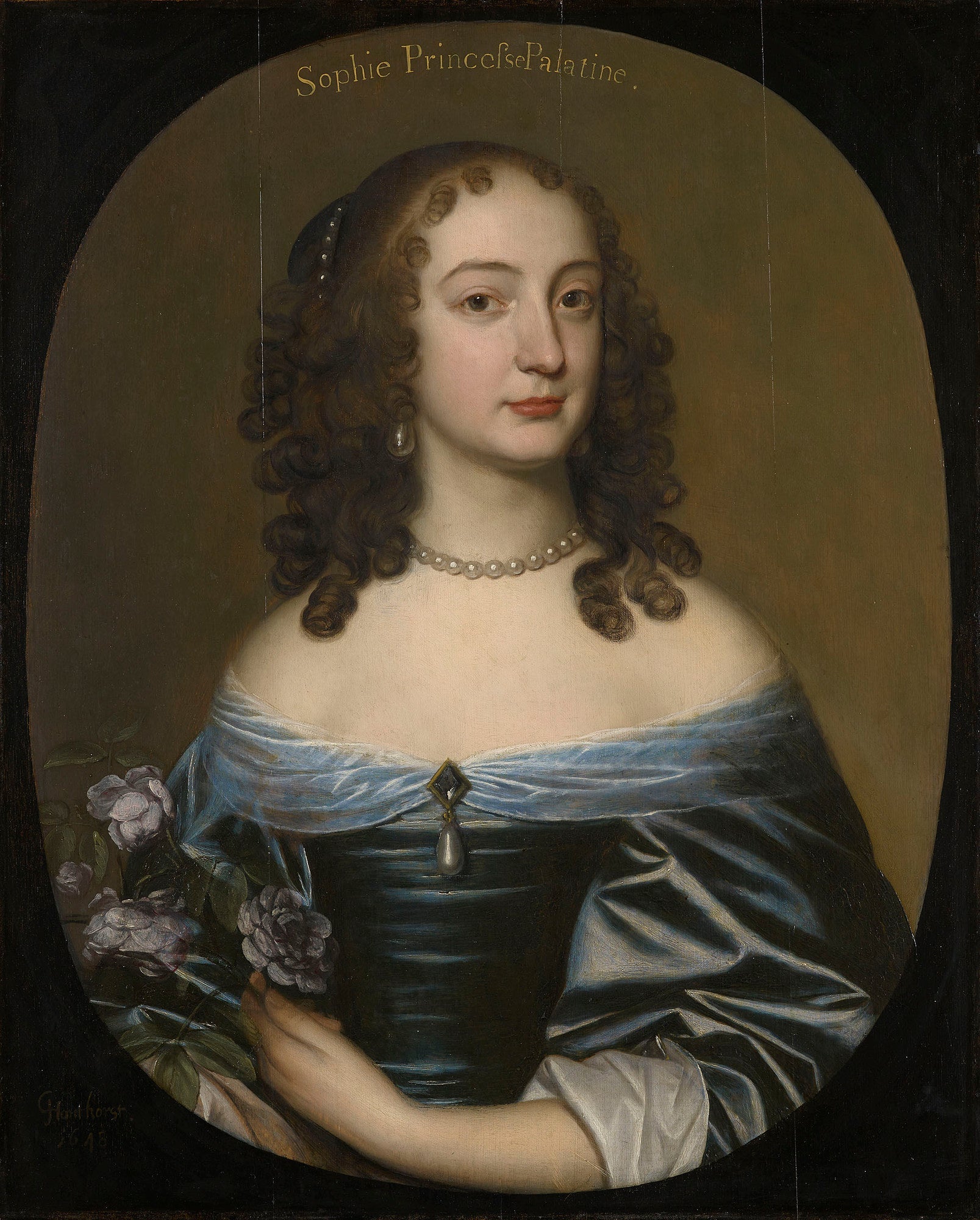 Princesse Sophie, future duchesse de Brunswick-Lunebourg, électrice de Hanovre (1630-1714) - Gerrit van Honthorst image 1 reproduction d’œuvre d’art à l’huile