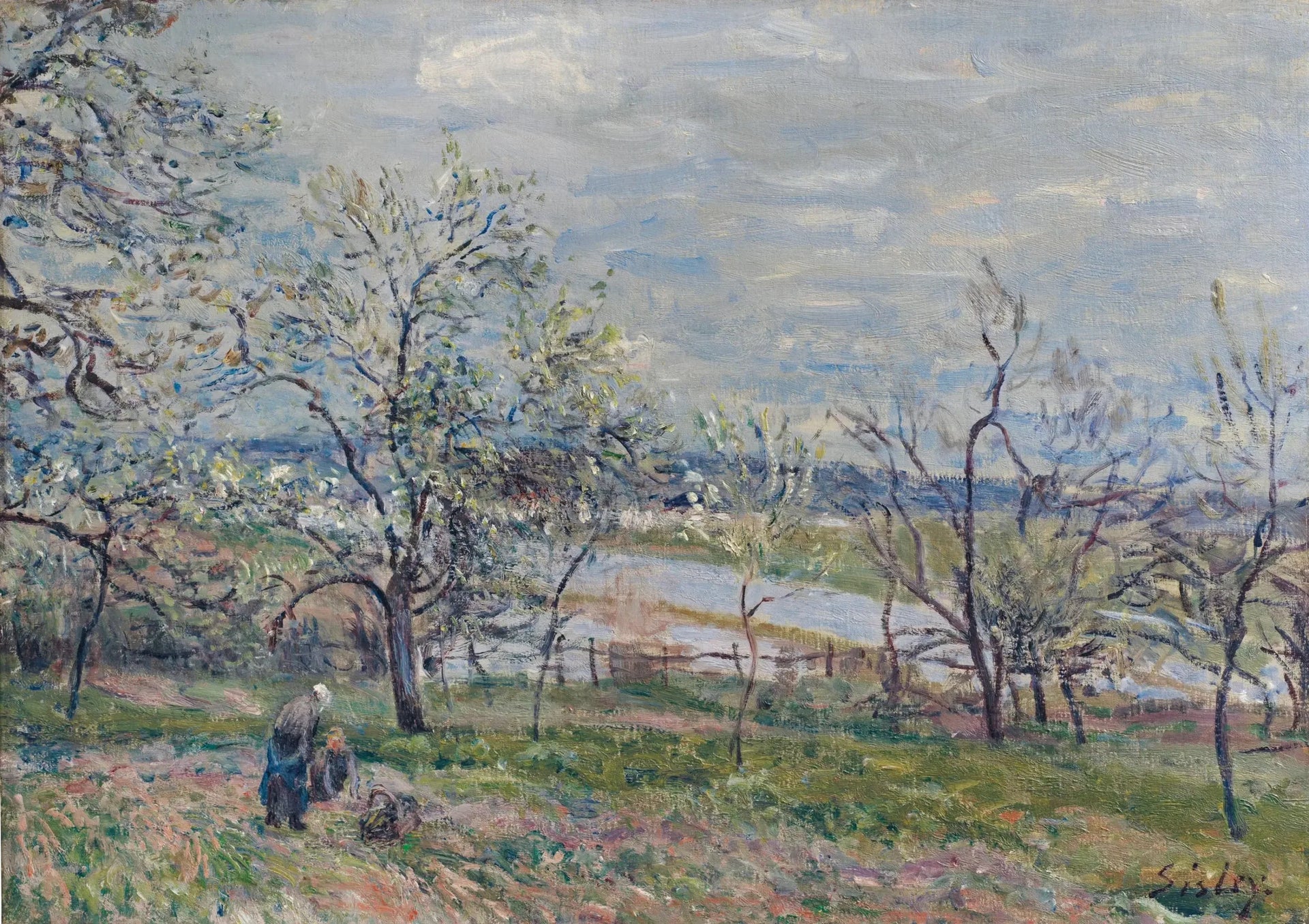Printemps à Veneux-Nadon - Alfred Sisley image 1 reproduction artisanale de tableau
