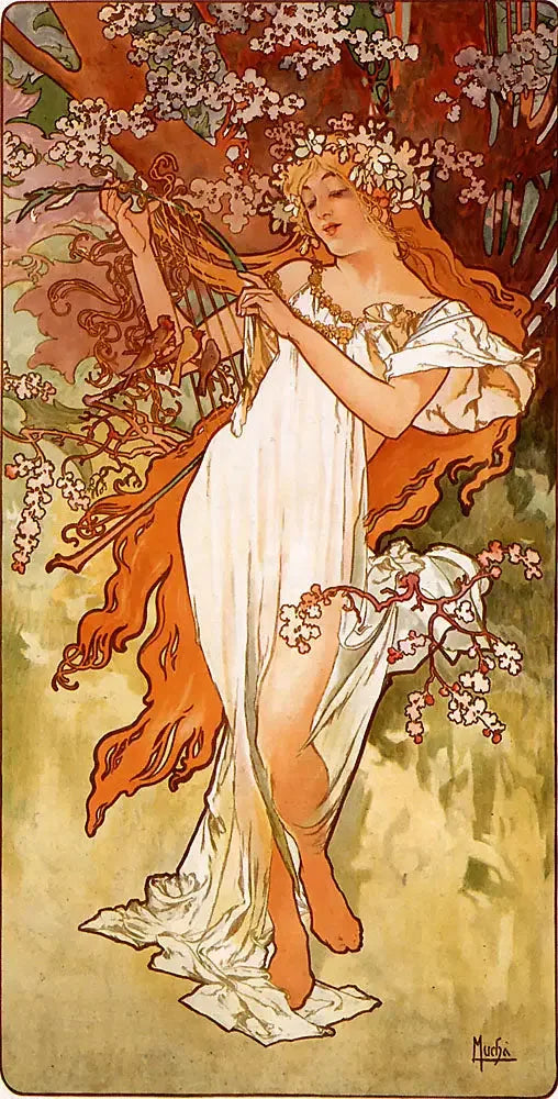 Printemps - Alphonse Mucha image 1 reproduction artisanale de tableau