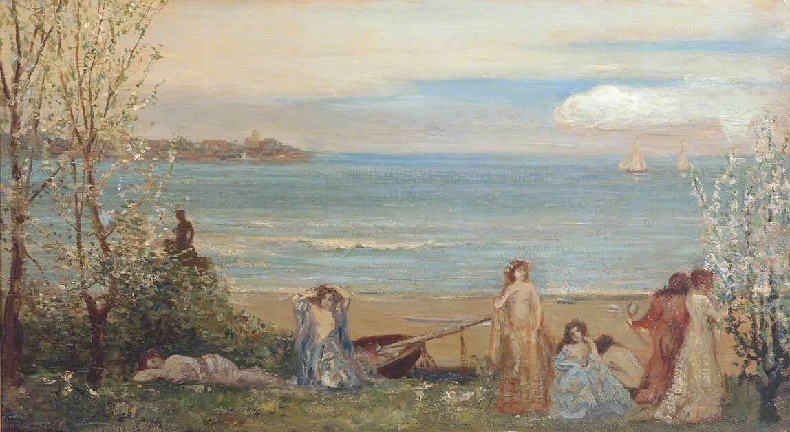 Printemps au bord de la mer - Charles Conder image 1 copie peinte à la main à l’huile