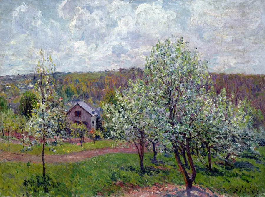 Printemps aux environs de Paris. Pommiers en fleurs - Alfred Sisley