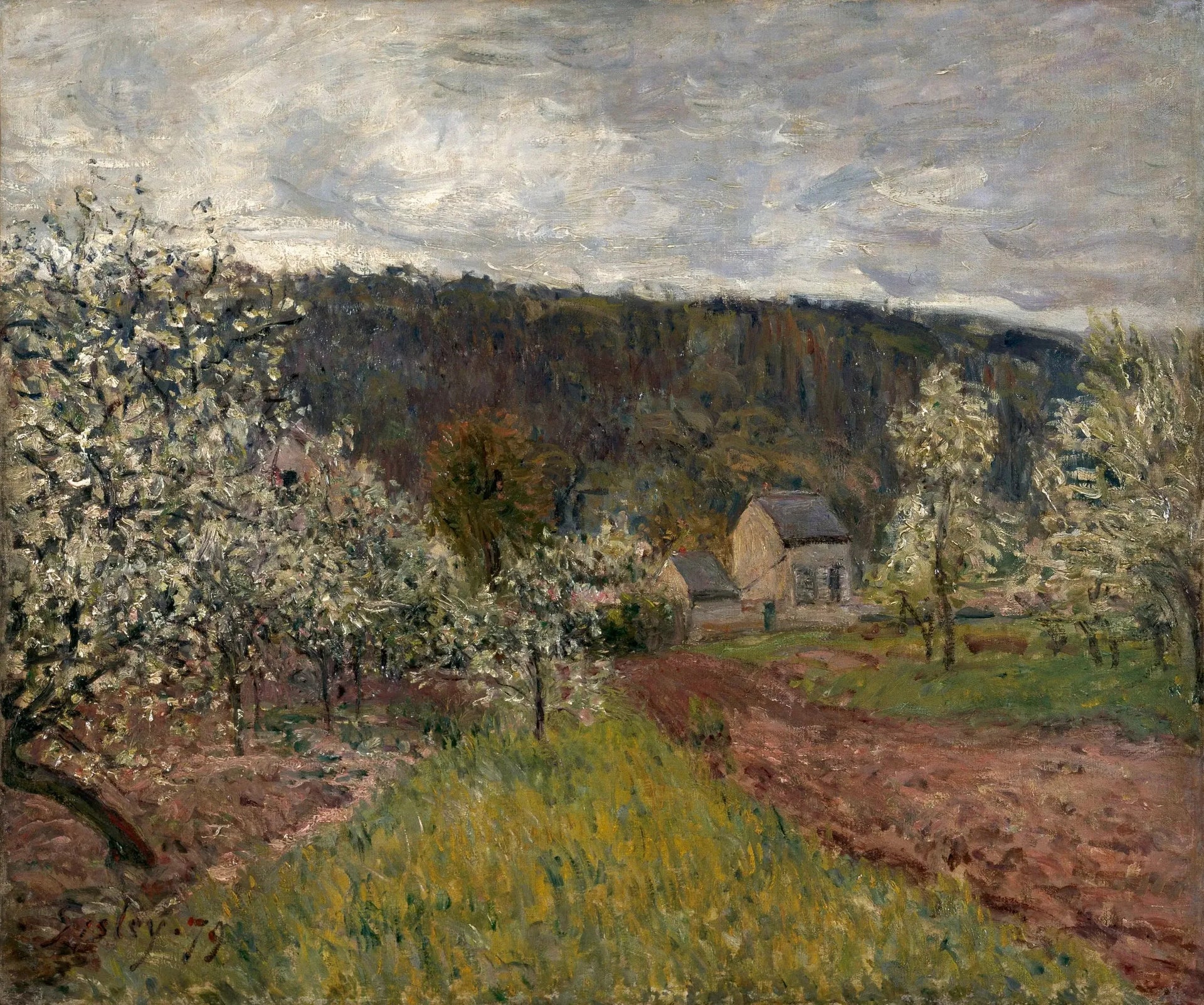 Printemps pluvieux aux environs de Paris - Alfred Sisley image 1 tableau peint à l’huile sur toile