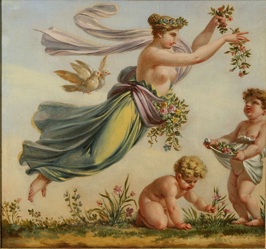 Le Printemps (Salon des Saisons) : allégorie volante, deux colombes, deux Amours - Pierre-Paul Prud'hon