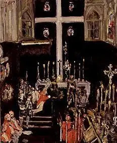Prinzregent Luitpold am Altar kniend mit Gefolge - Max Slevogt