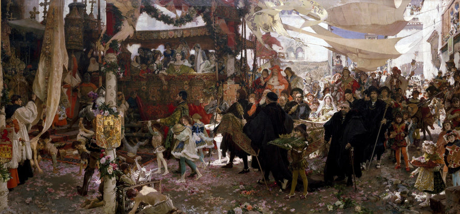 La procession baptismale du prince Juan, fils des rois catholiques, dans les rues de Séville - Francisco Pradilla y Ortiz