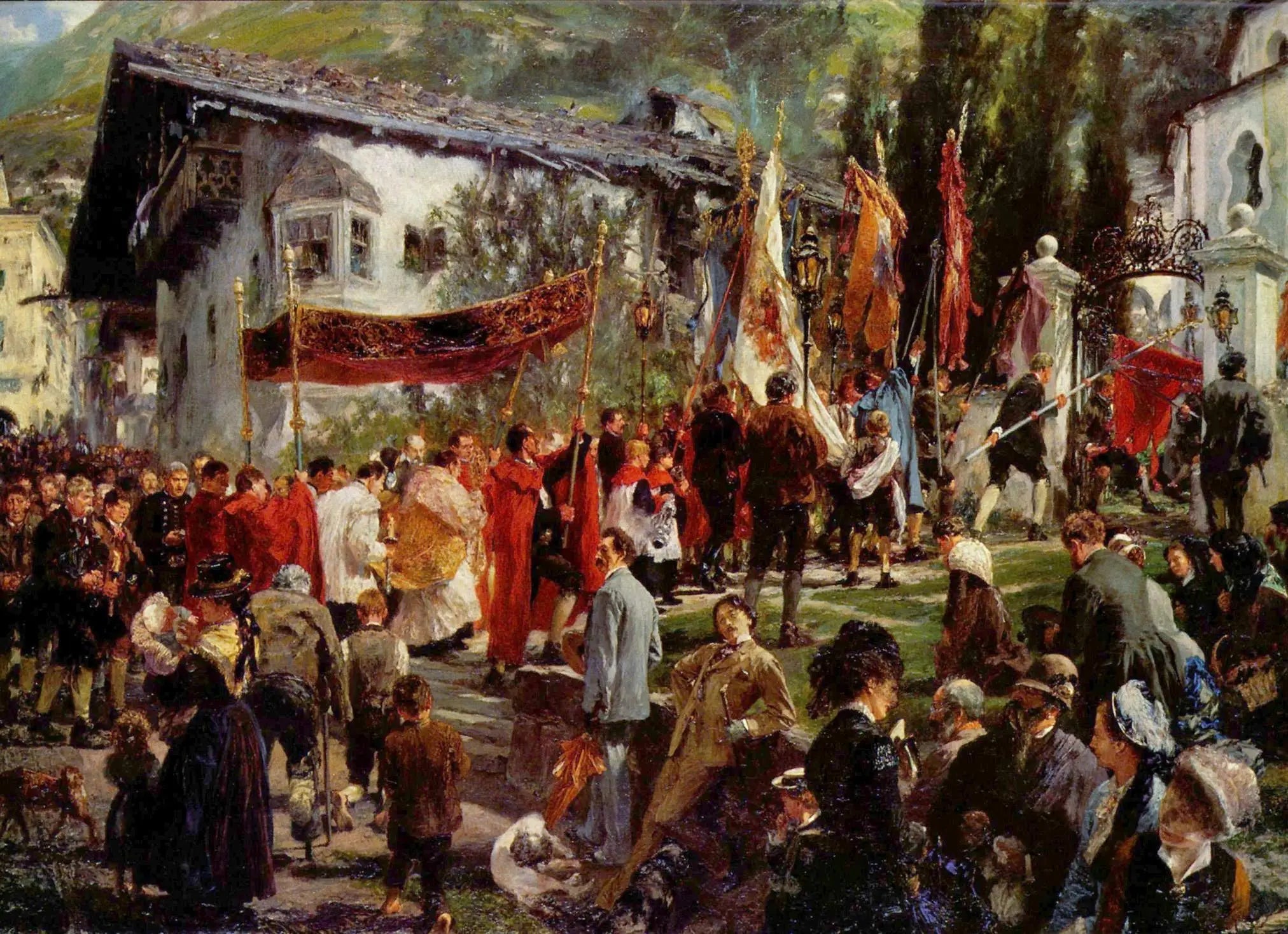 Procession du Corpus Christi à Hofgastein - Adolph von Menzel image 1 tableau peint à l’huile sur toile
