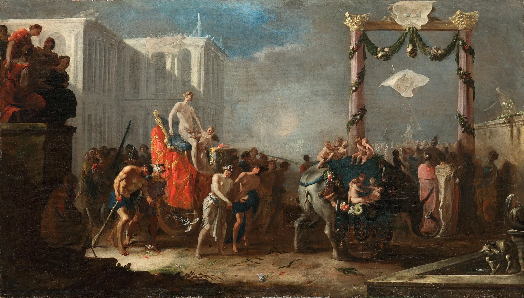 Procession festive avec le char de Vénus - Johann Heinrich Schönfeld image 1 tableau peint à l’huile sur toile