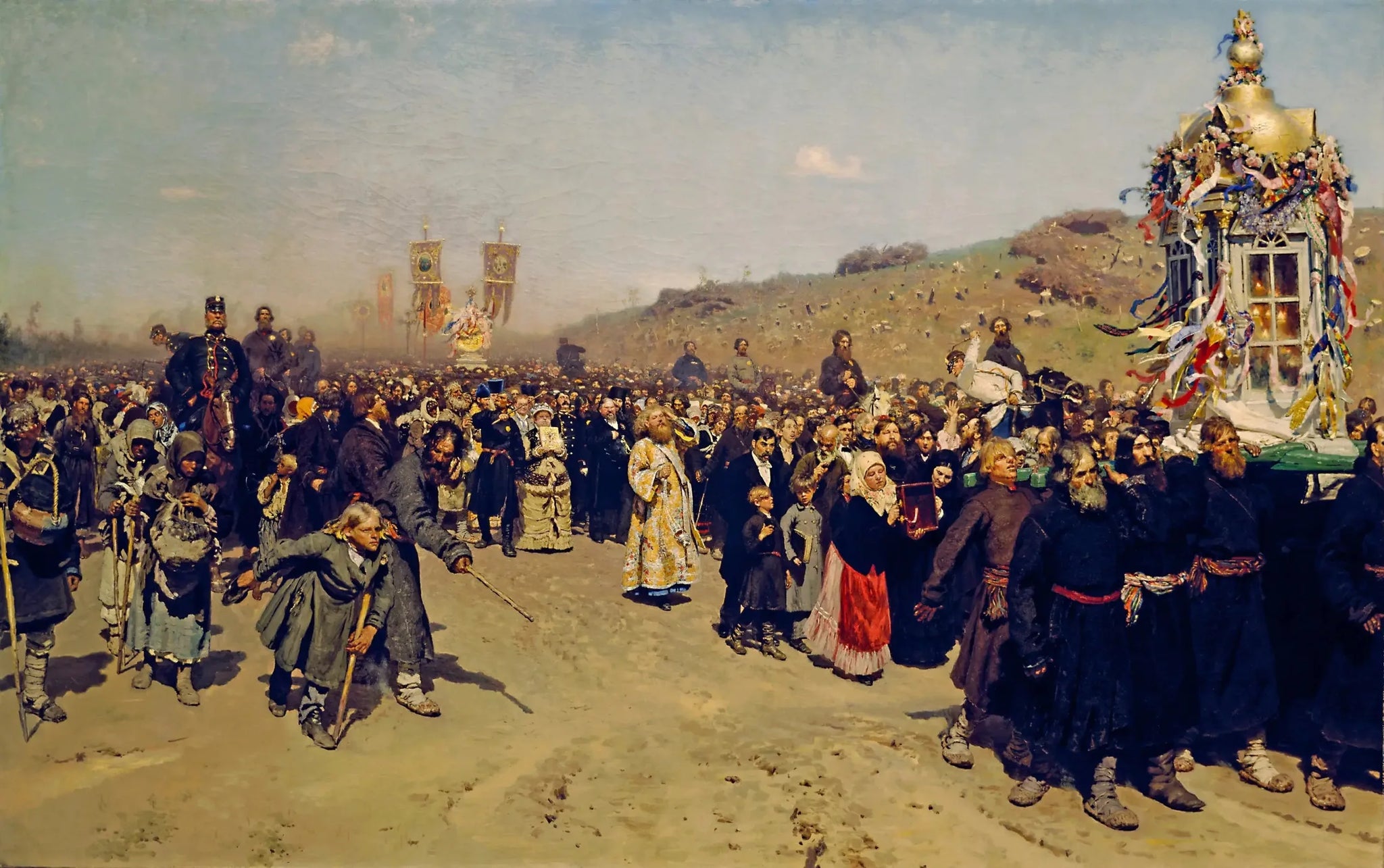 Procession religieuse dans la province de Koursk - Ilya Repin image 1 reproduction artisanale de tableau