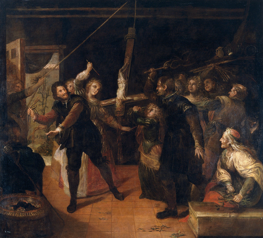 Profanation d'un crucifix (Famille d'hérétiques fouettant un crucifix) - Francisco Rizi