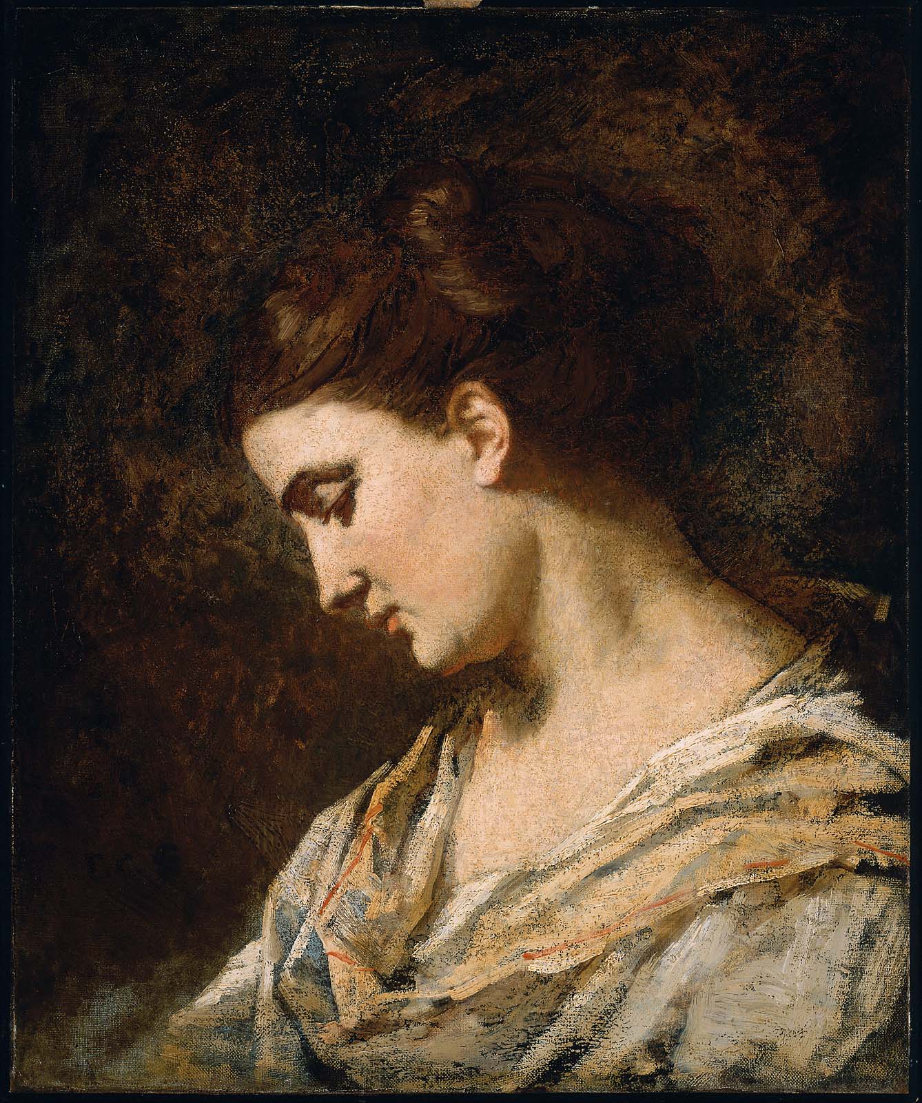 Profil de la tête d'une femme - Thomas Couture image 1 reproduction artisanale de tableau