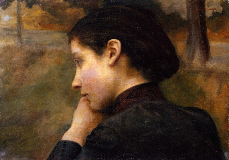 Profil féminin - Émile Friant image 1 copie peinte à la main à l’huile