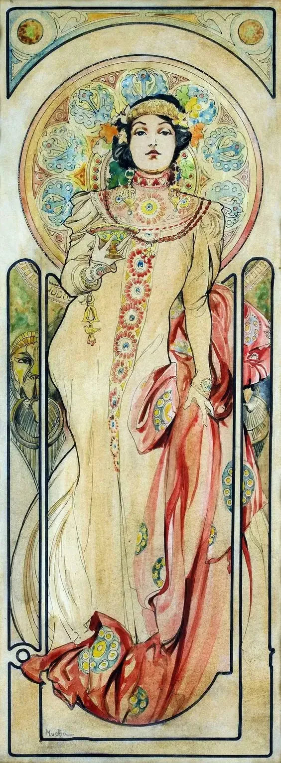 Projet d'affiche pour le Champagne Moët et Chandon. - Alphonse Mucha image 1 copie de tableau peinte à la main