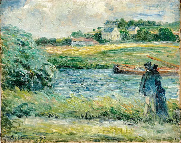 Promenade au bord de l'eau, Pontoise - Camille Pissarro image 1 copie de tableau peinte à la main