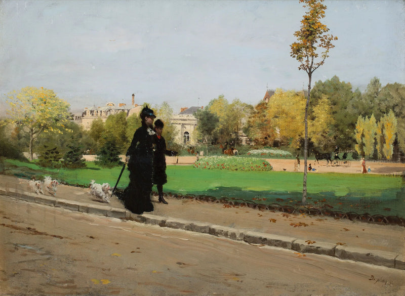 Promenade avec les chiens - Giuseppe De Nittis