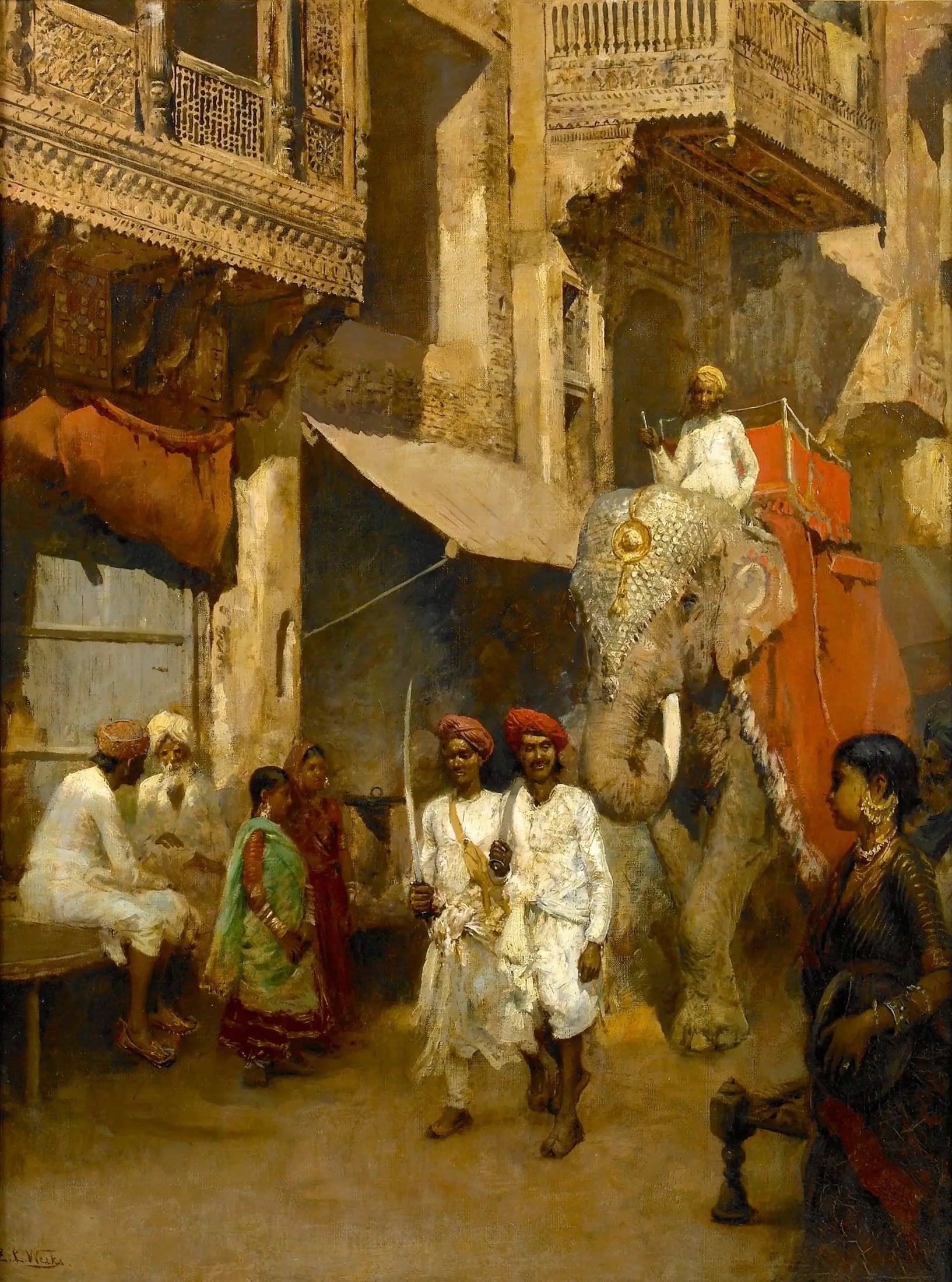 Promenade dans une rue indienne - Edwin Lord Weeks image 1 copie de tableau peinte à la main