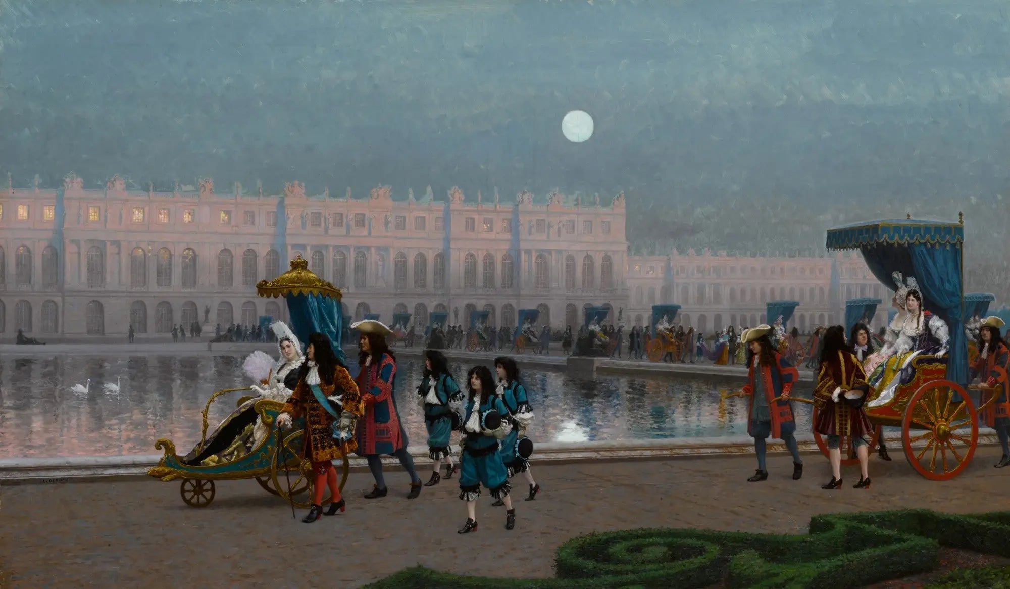 Promenade de la Cour dans les jardins de Versailles - Jean-Léon Gérôme image 1 copie de tableau peinte à la main
