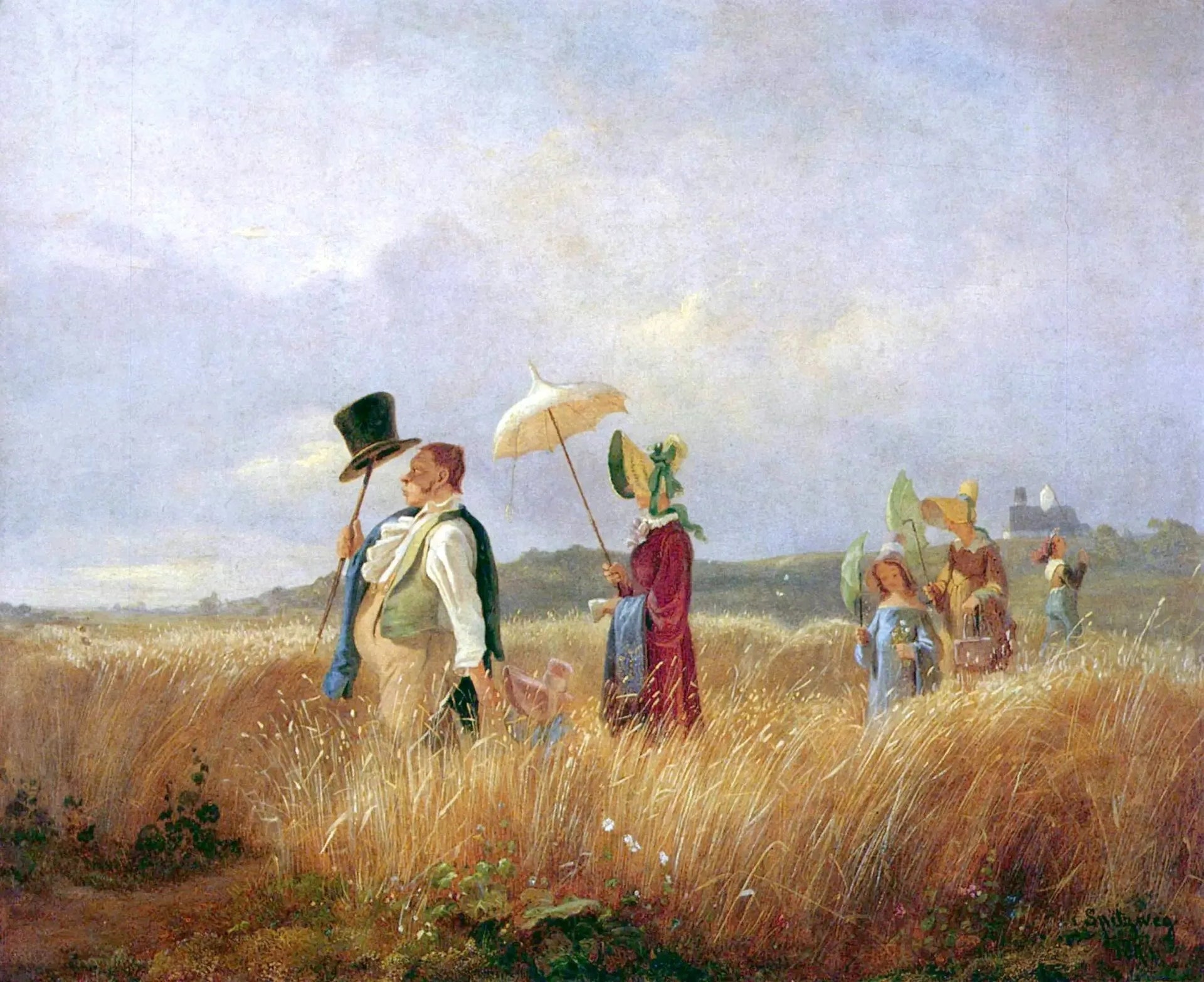 Promenade du dimanche - Carl Spitzweg image 1 reproduction artisanale de tableau