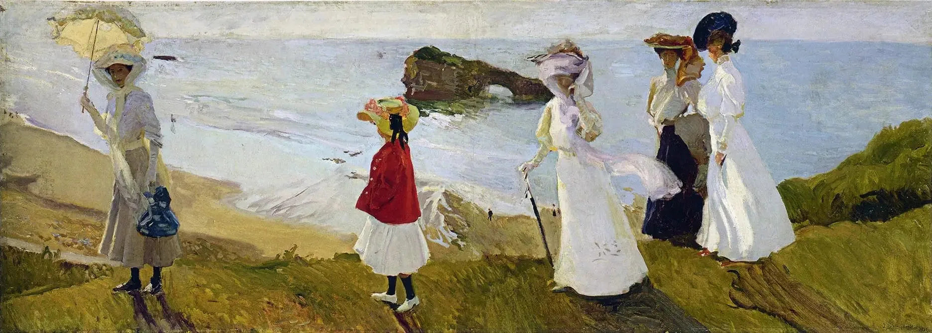 Promenade du phare de Biarritz - Joaquín Sorolla image 1 copie de tableau peinte à la main