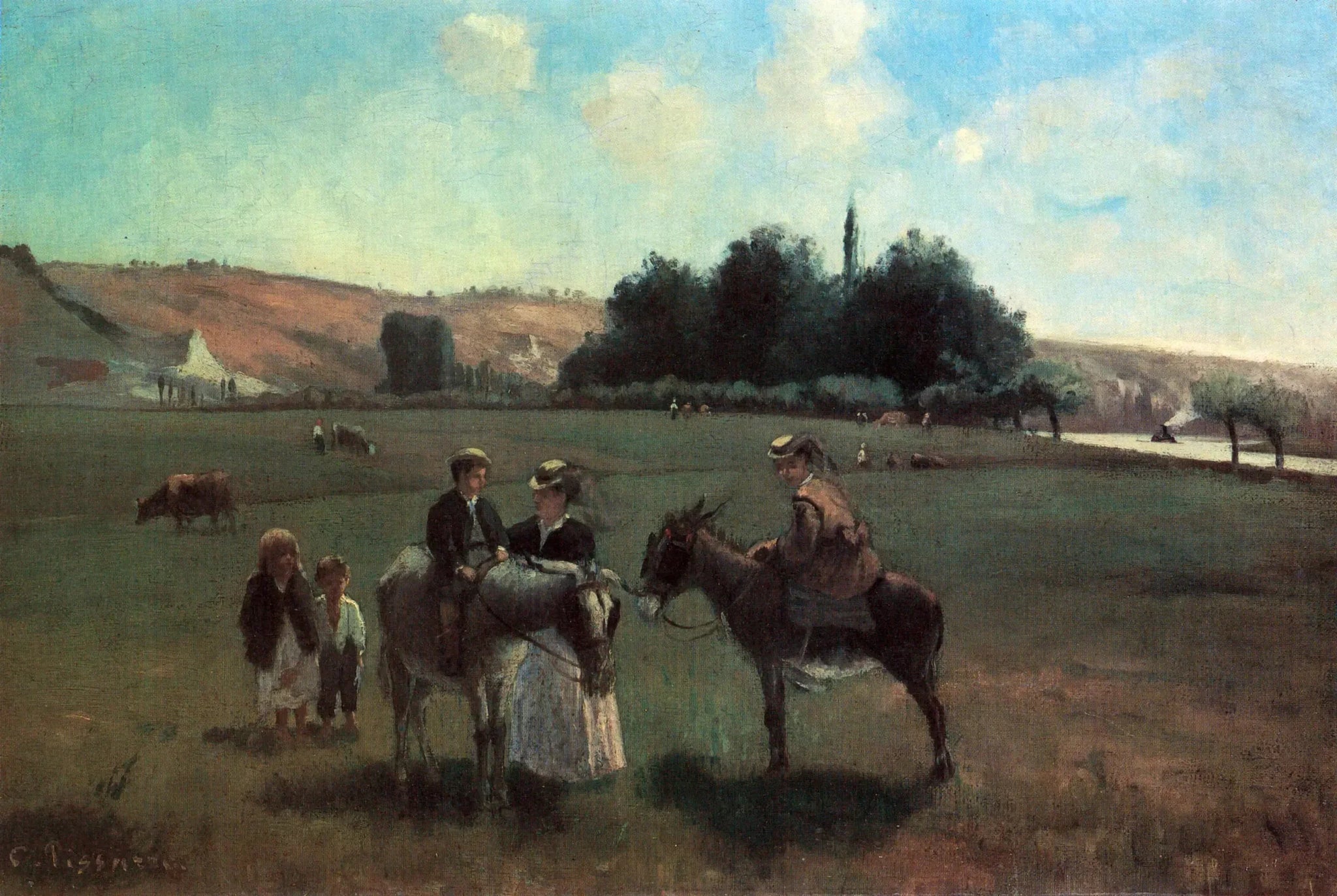 Promenade en ânes à La Roche-Guyon - Camille Pissarro image 1 reproduction d’œuvre d’art à l’huile