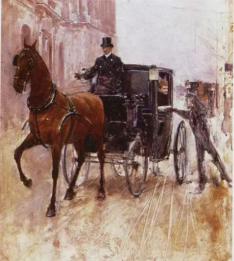 Promenade en fiacre - Jean Béraud image 1 reproduction artisanale de tableau