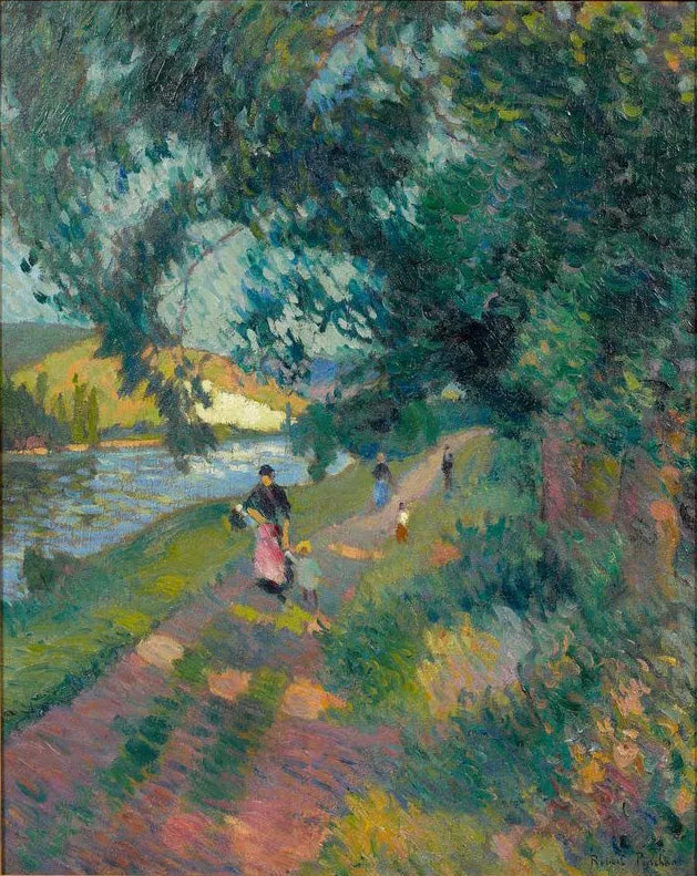 Promenade sur le chemin de Halage - Robert Antoine Pinchon image 1 reproduction de peinture à l’huile