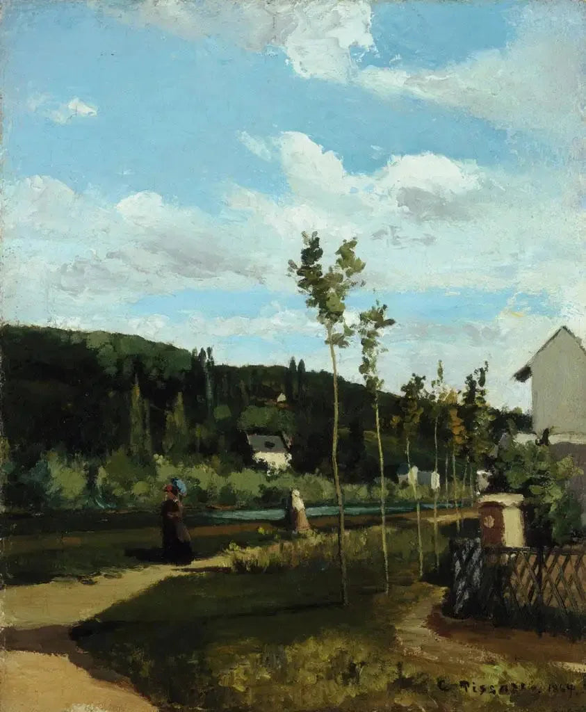 Promenade sur un chemin, La Varenne-Saint-Hilaire - Camille Pissarro image 1 reproduction de peinture à l’huile