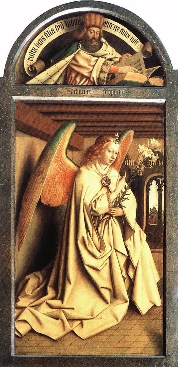 Prophète Zacharie ; Ange de l'Annonciation - Jan van Eyck image 1 copie peinte à la main à l’huile