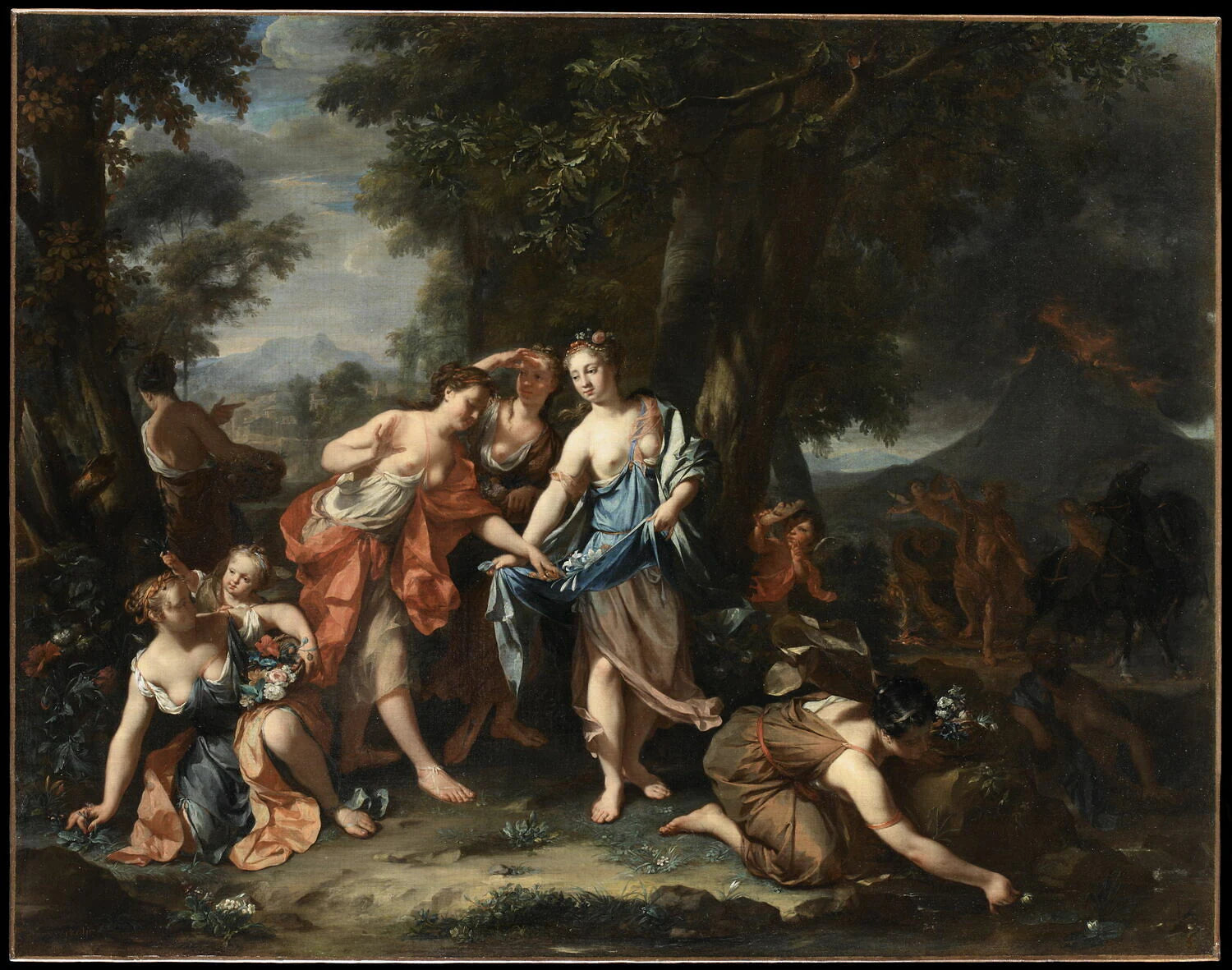 Proserpine, fille de Cérès, cueillant des fleurs avec ses compagnes dans la prairie d'Enna - Nicolaas Verkolje