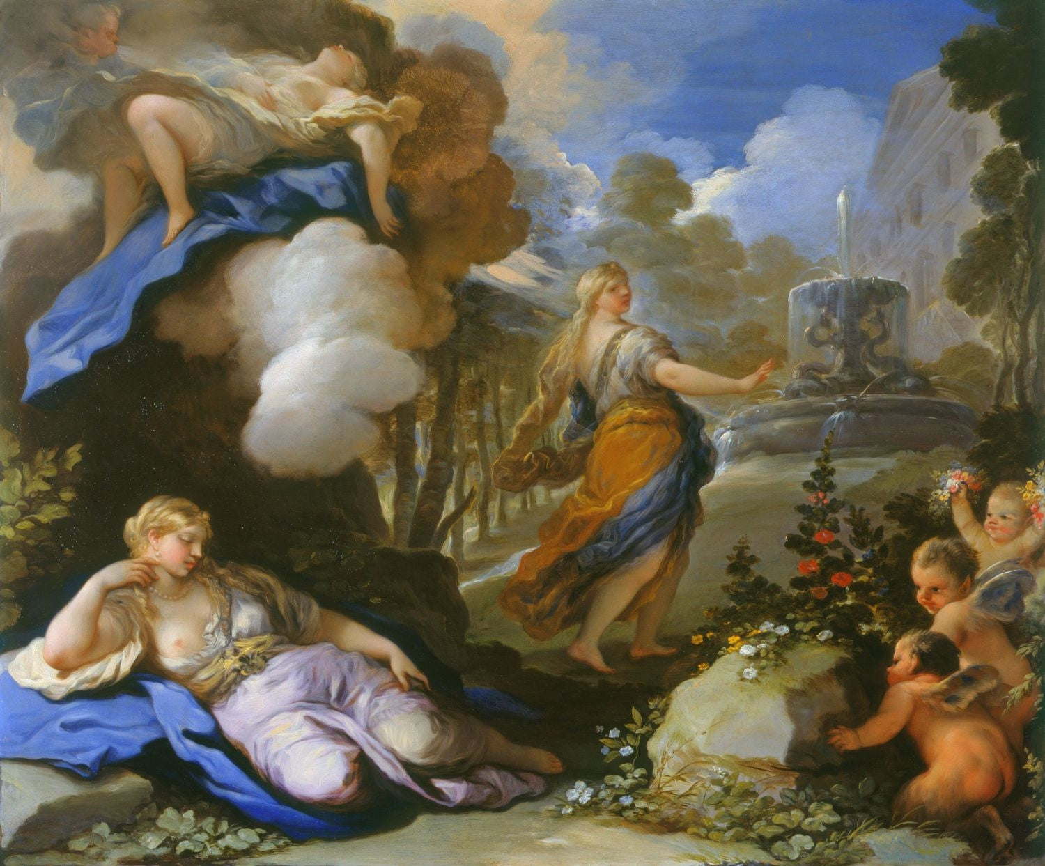 Psyché transportée et découvrant le palais de Cupidon - Luca Giordano image 1 reproduction de peinture à l’huile