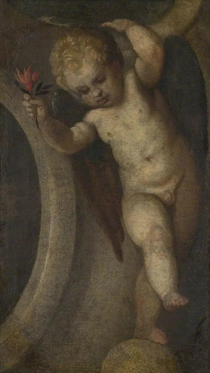 Putto avec une fleur rouge - Paul Véronèse image 1 copie peinte à la main à l’huile