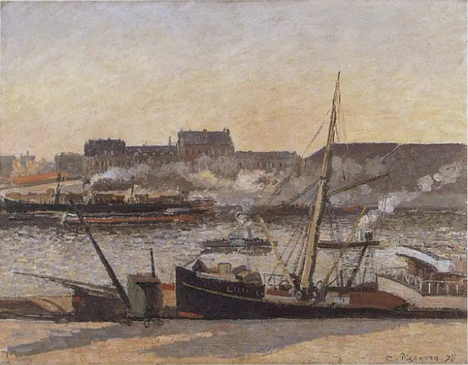 Quai de la Bourse, Rouen, après-midi - Camille Pissarro image 1 reproduction artisanale de tableau