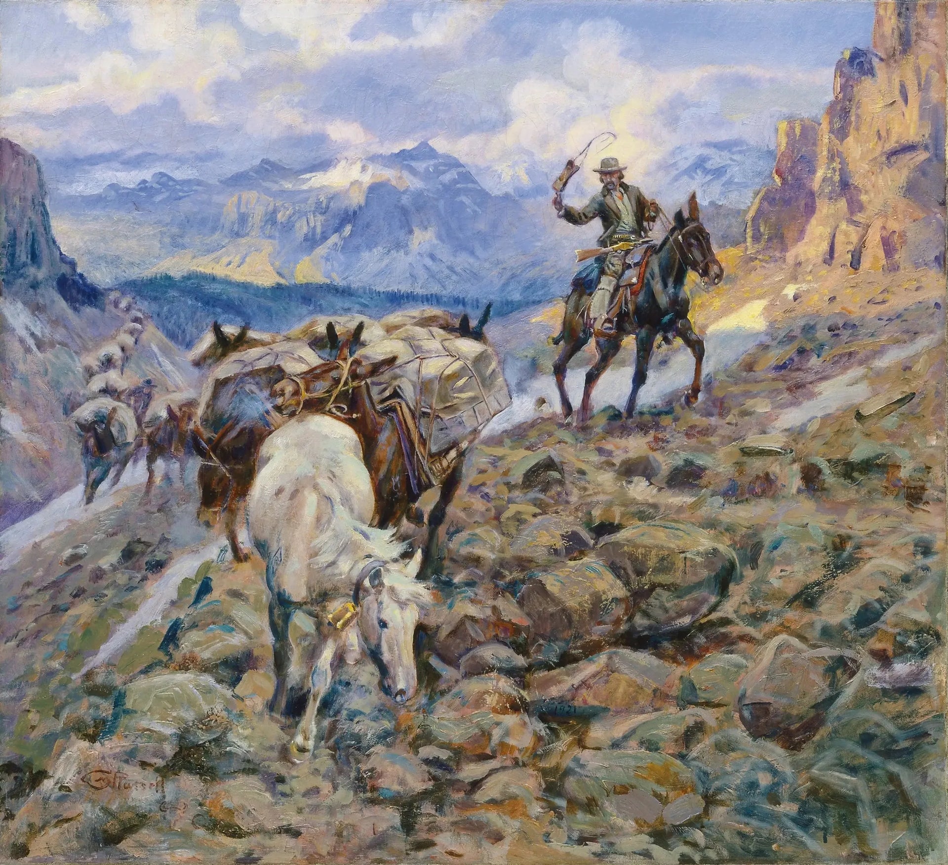 Quand les mules portent des diamants - Charles Marion Russell image 1 tableau peint à l’huile sur toile