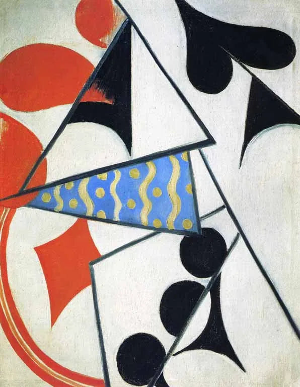 Quatre As. Représentation simultanée - Olga Rozanova image 1 reproduction artisanale de tableau