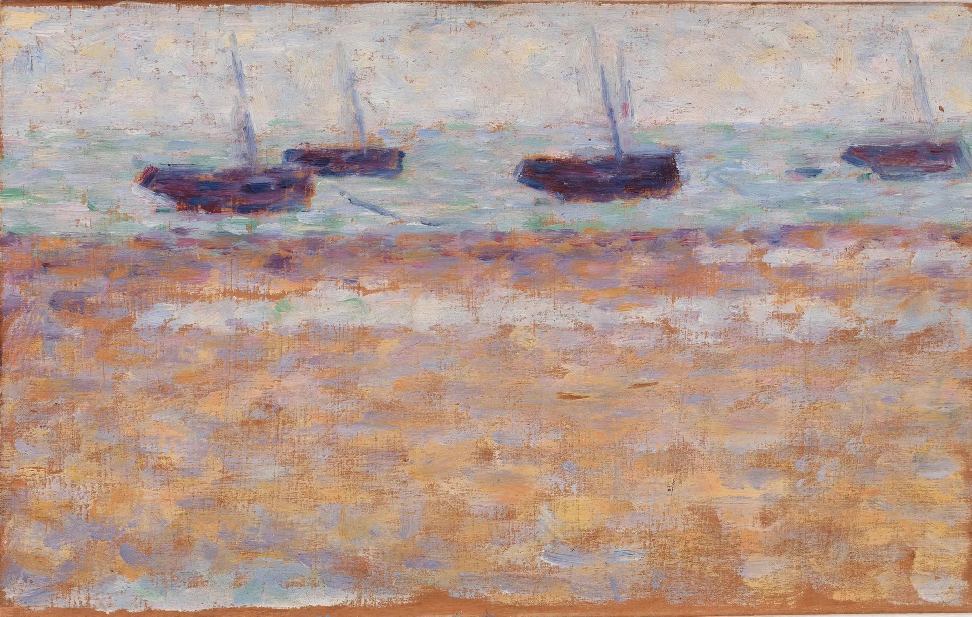 Quatre bateaux à Grandcamp - Georges Seurat image 1 reproduction artisanale de tableau