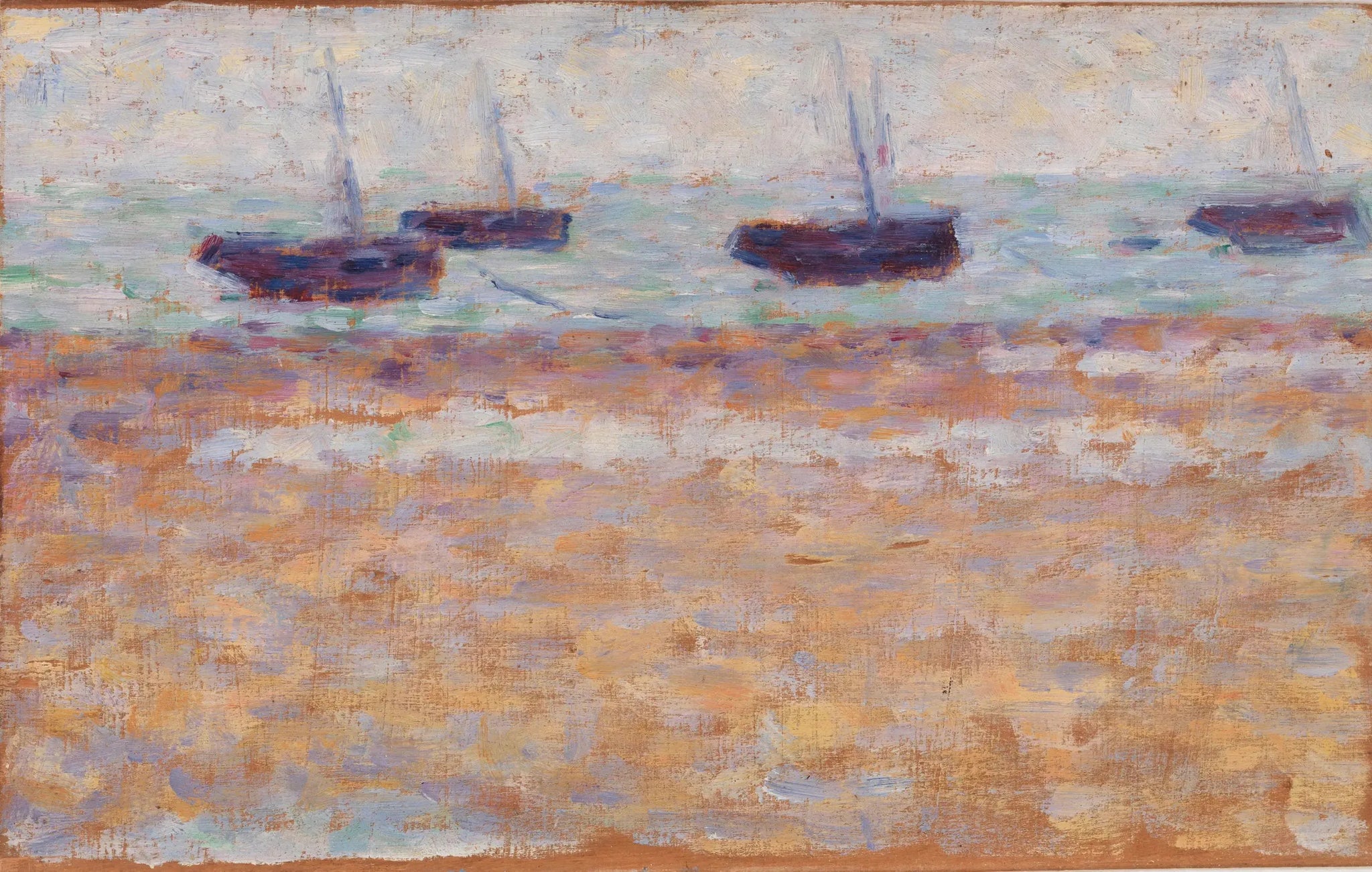 Quatre bateaux à Grandcamp - Georges Seurat image 1 reproduction artisanale de tableau