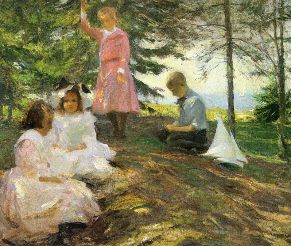 Quatre enfants à North Haven - Frank Weston Benson image 1 reproduction artisanale de tableau