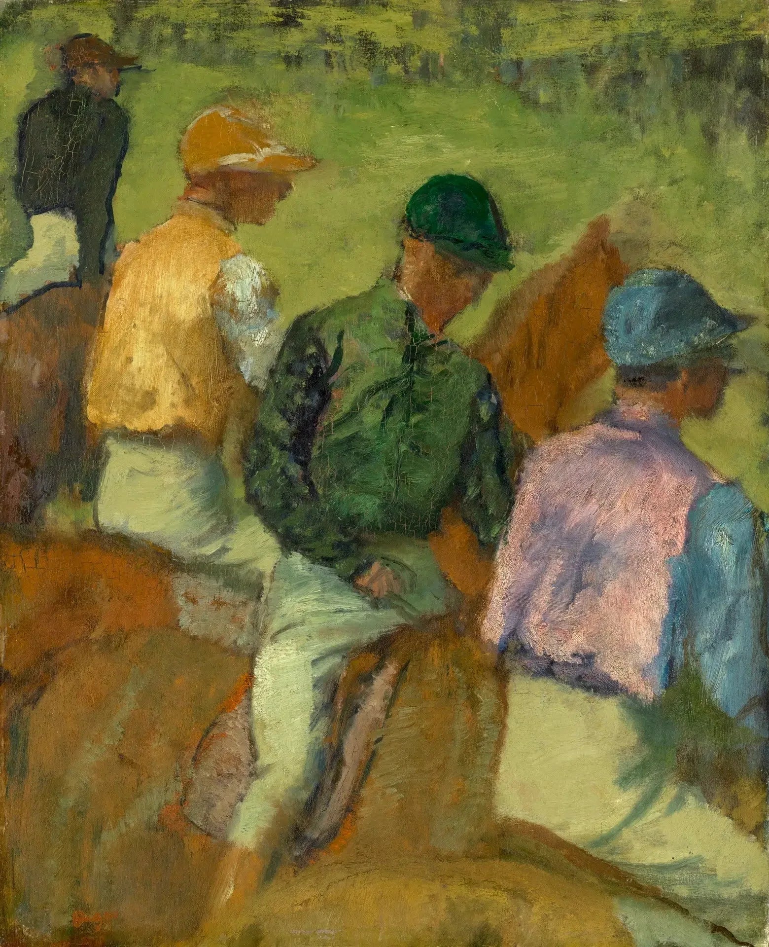 Quatre jockeys - Edgar Degas image 1 copie peinte à la main à l’huile