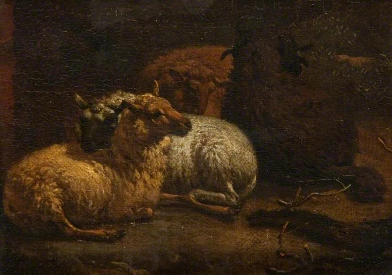 Quatre moutons au repos - Adriaen van de Velde image 1 reproduction artisanale de tableau